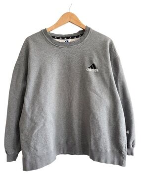 Vintage 90s Adidas Heavyweight Gray Crewneck Sweatshirt with Embroidered Logo